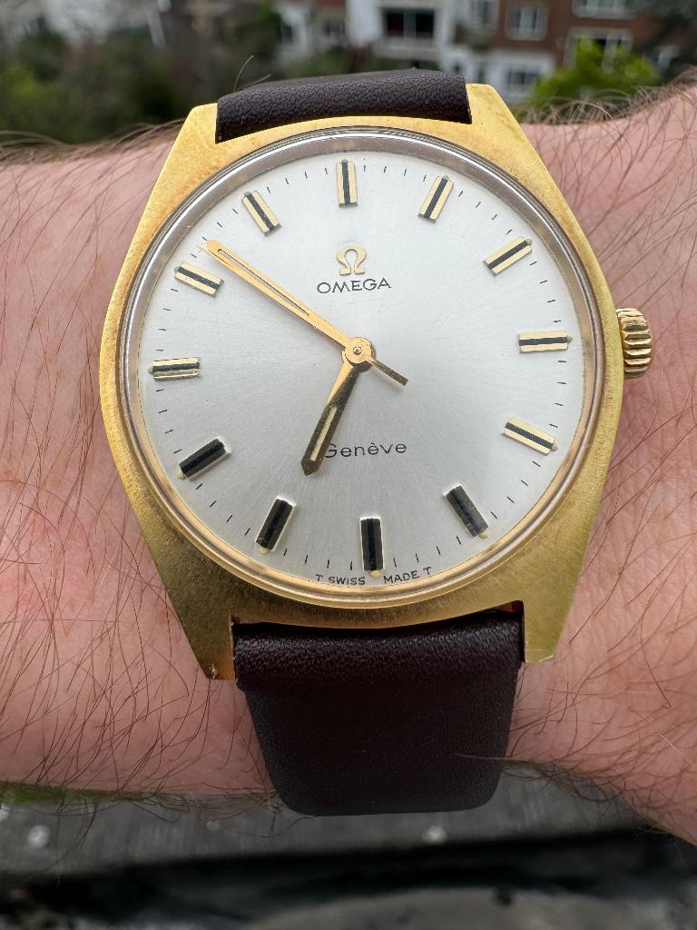 Vintage Omega watch, Handtassen en Accessoires, Overige materialen, Leer, Polshorloge, Ophalen of Verzenden