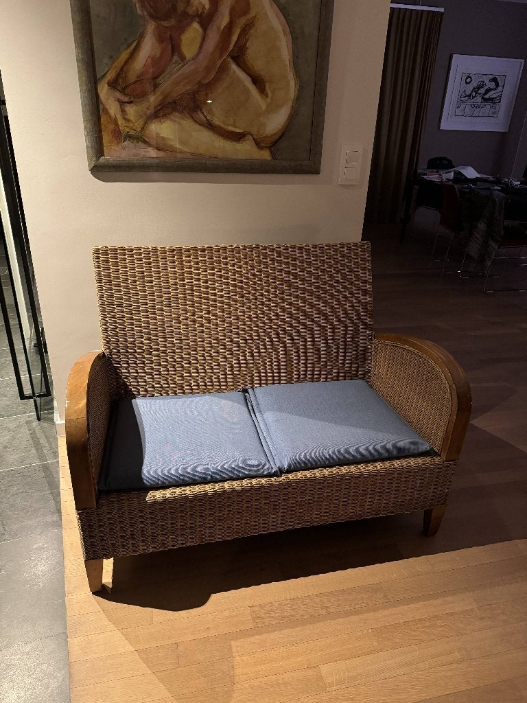 Canapé 2 places vintage en osier - design des années 1940, Maison & Meubles, Moins de 75 cm, Vintage jaren '40, Moins de 150 cm