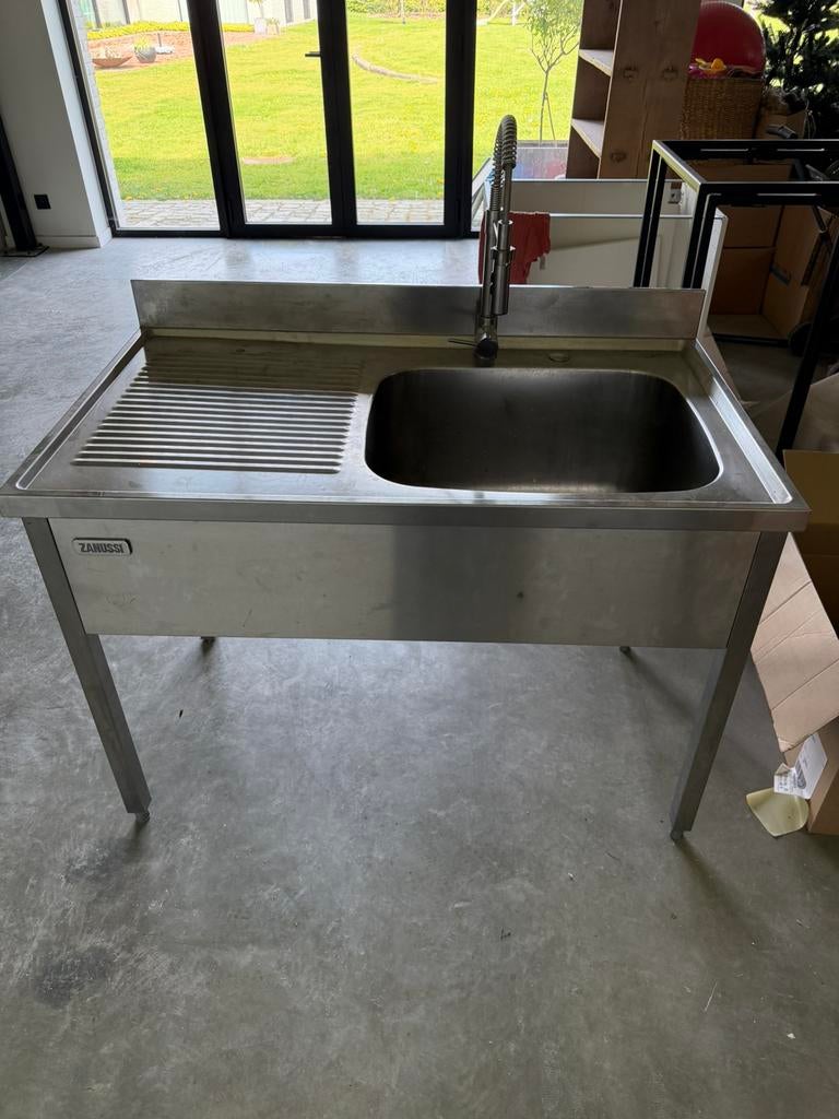 Zanussi industriele spoelbak + kraan in inox., Ophalen, Gebruikt