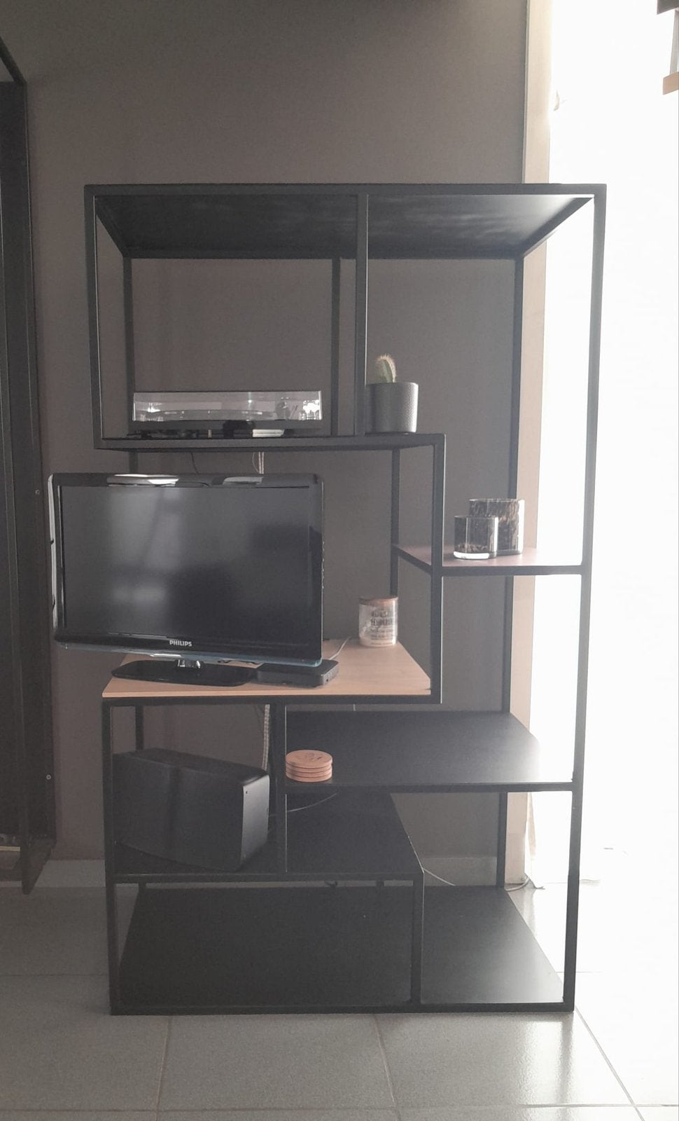 Wandrek in staal & hout, Huis en Inrichting, Ophalen, Zo goed als nieuw