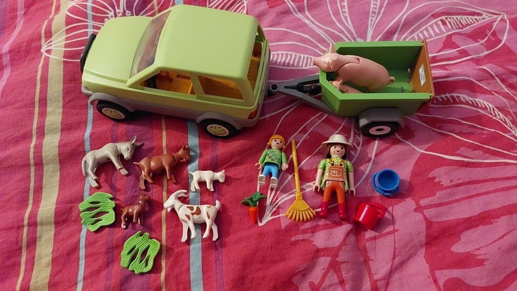 Playmobil lot ferme + voiture et remorque, Enlèvement, Utilisé