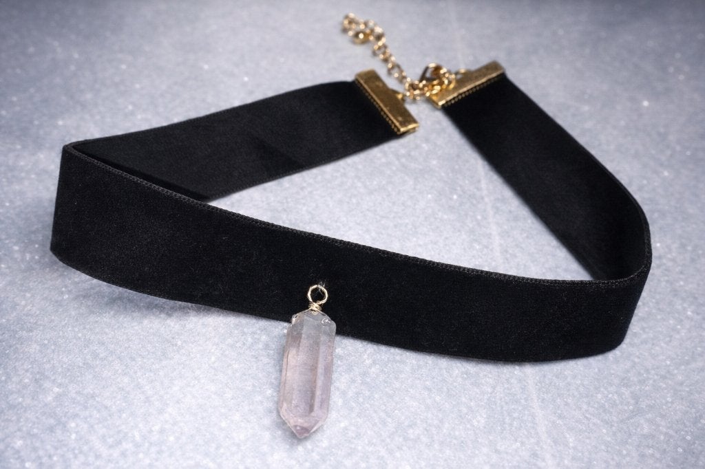 Ketting Angel aura kwarts zwart fluweel, Zwart, Nieuw, Ophalen of Verzenden, Steen of Mineraal