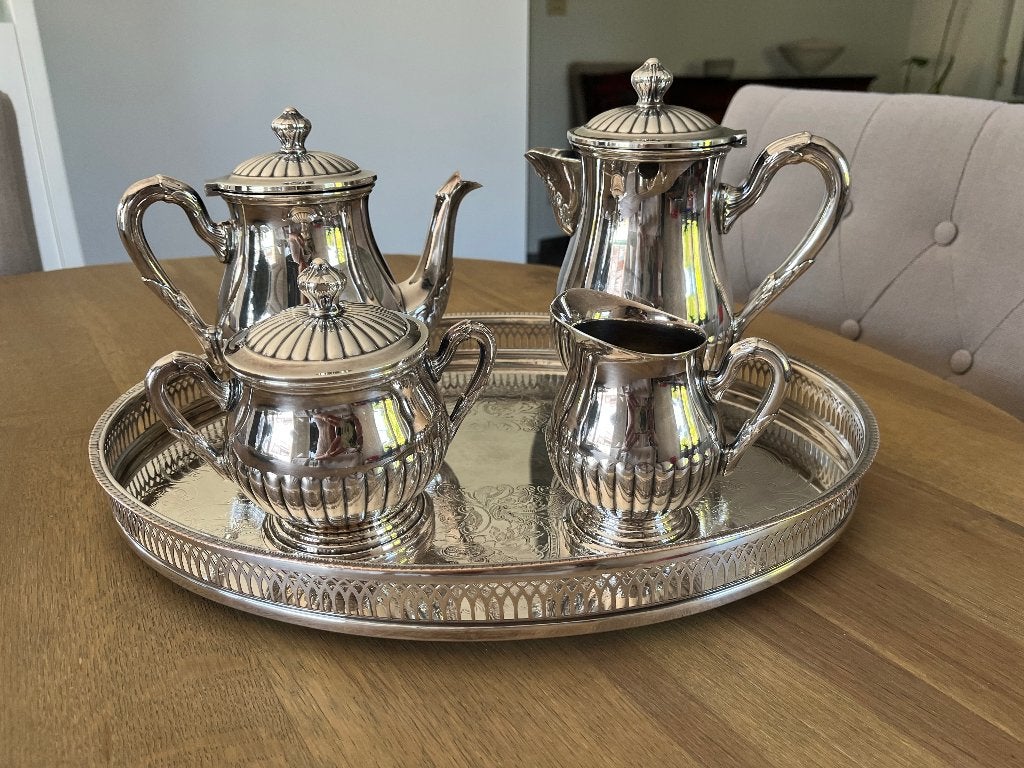 Verzilverd koffie-thee set, Ophalen, Zilver