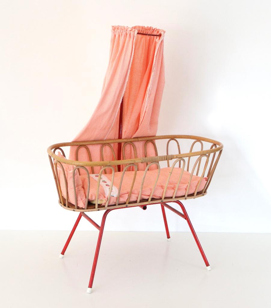 Vintage Rotan Poppenwieg jaren 50 / Rohe Noordwolde, Ophalen, Zo goed als nieuw, Babypop
