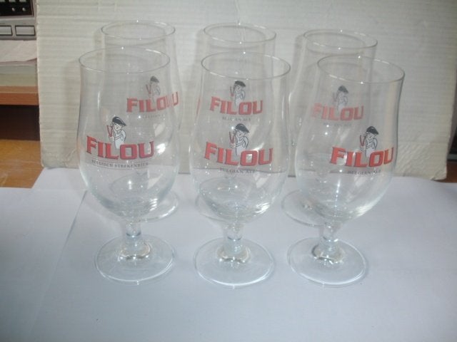 Bierglas Filou, 25 - 33cl, brij Vanhonsebrouck, € 1,50 stuk, Collections, Marques de bière, Enlèvement ou Envoi, Comme neuf, Verre ou Verres