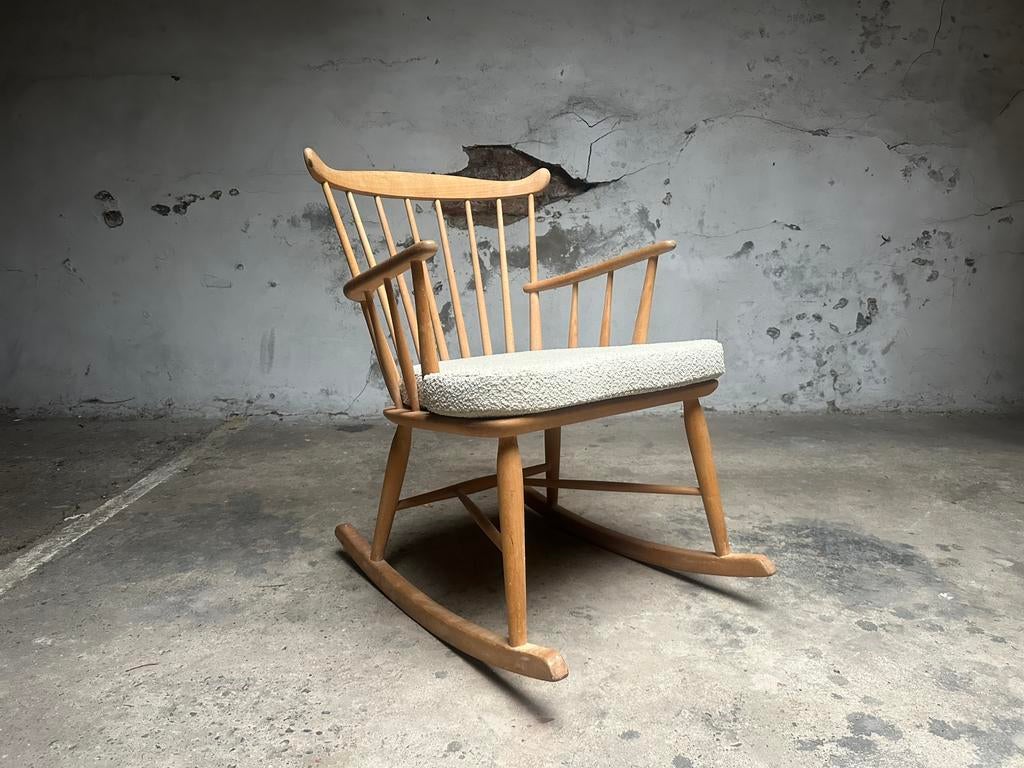 Prachtige vintage schommelstoel Børge Mogensen, Comme neuf, Brun, Enlèvement, Une