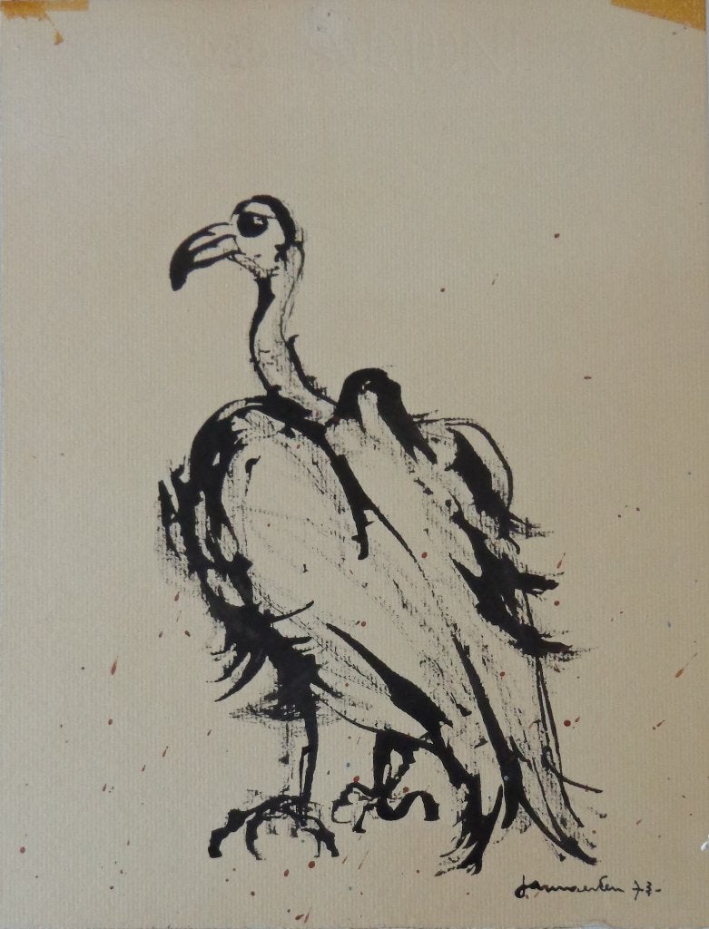 JAN VAERTEN / GIER / ORIGINEEL WERK / 40x30cm / SIG / 1973, Ophalen of Verzenden, Gesigneerd