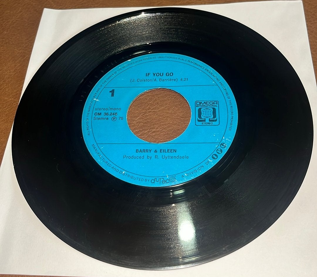 Barry And Eileen ‎– If You Go - 7” vinyl single - NL, Ophalen of Verzenden, Gebruikt, Single