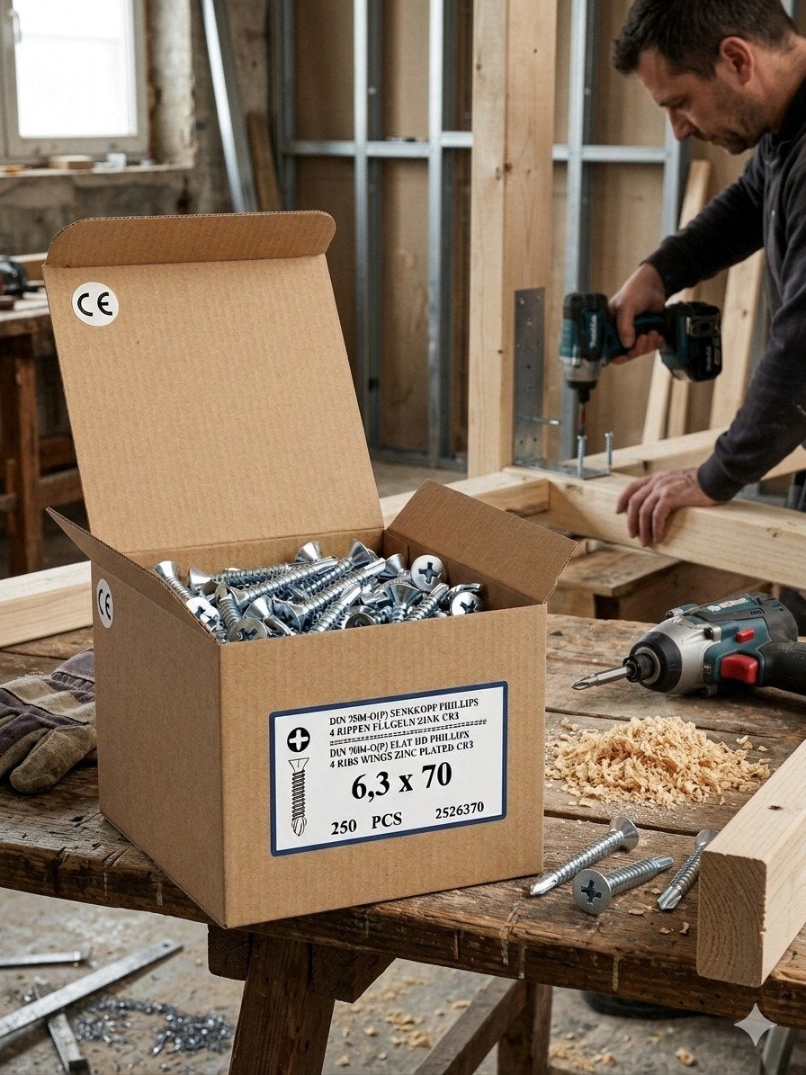 Vis autoforeuses DIN 7504-O(P) 6,3 x 70 – Lot de 9 boîtes, Bricolage & Construction, Enlèvement ou Envoi