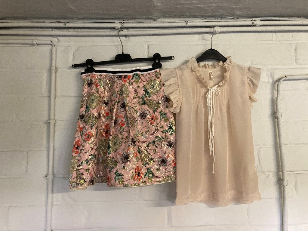 Lichtzalmkleurig zomerbloesje + rokje, CKS, 152, 12 j, Meisje, Cks, Ophalen of Verzenden, Zo goed als nieuw