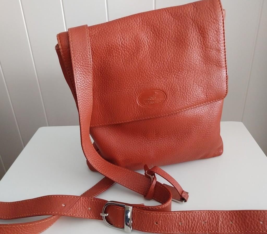 *** Lederen schoudertas Rubinstein ***, Bijoux, Sacs & Beauté, Sacs | Sacs Femme, Enlèvement ou Envoi, Comme neuf, Orange, Sac à bandoulière