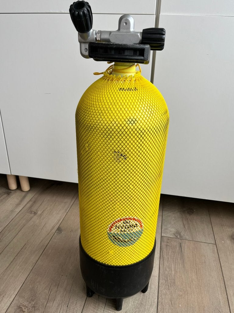 zware duikfles staal 15 liter 232 bar gekeurd dubbele kraan, Ophalen, Zo goed als nieuw, Duikfles
