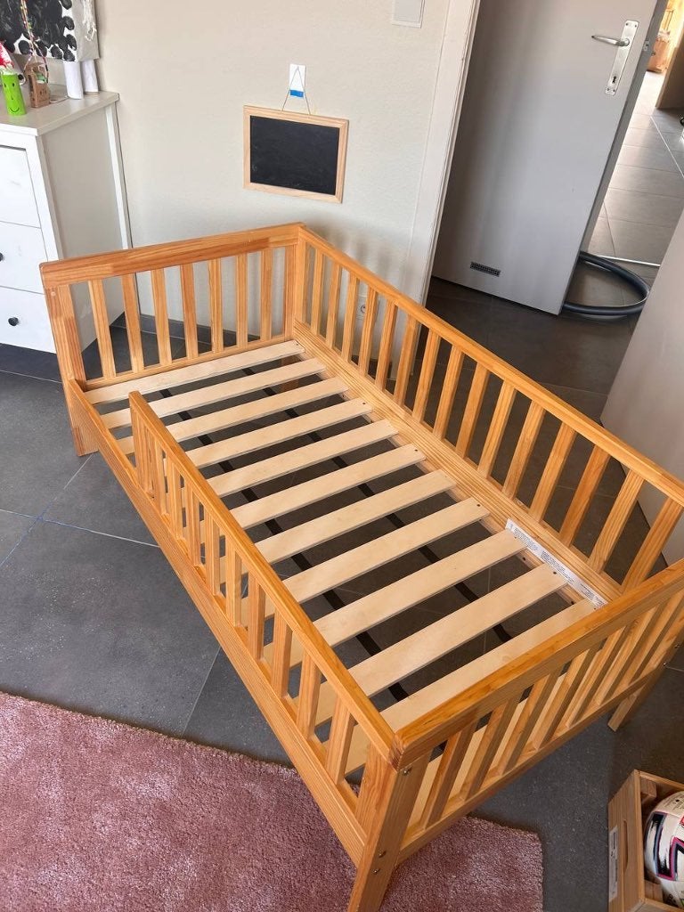 PEUTERBED «PLUME» | 70 X 140 CM | NATUREL, Ophalen, 70 tot 85 cm, 140 tot 160 cm, Zo goed als nieuw