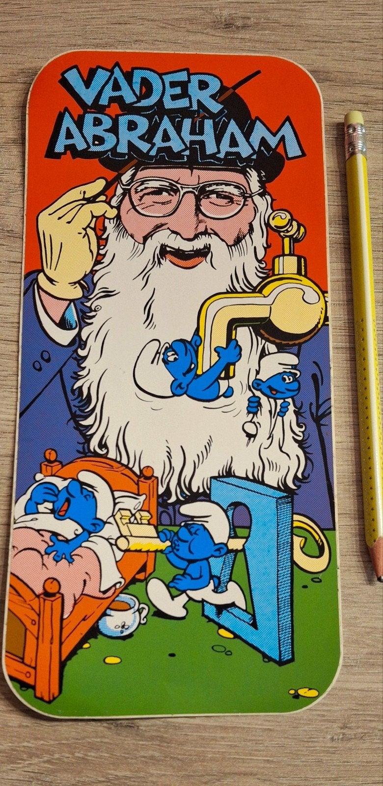 vintage grote sticker Smurfen Vader Abraham, Ophalen of Verzenden, Zo goed als nieuw, Overige typen