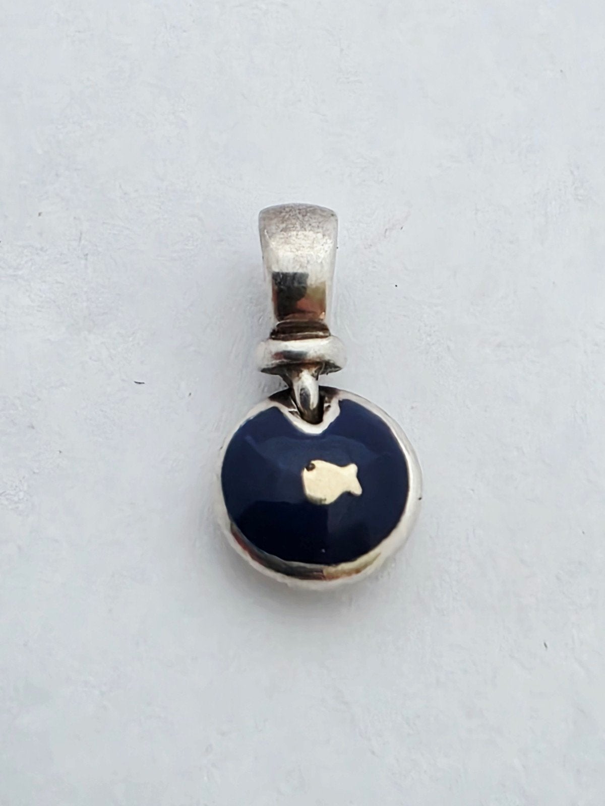 Zilver/gouden geëmailleerde hangertje, Italië, Ophalen of Verzenden, Blauw, Zilver