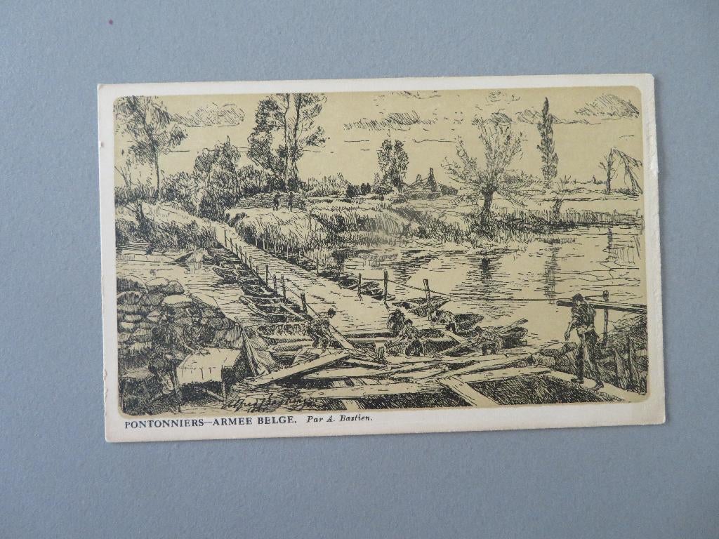 Postkaart A. Bastien WO1 Pontonniers - Armee Belge, Collections, Enlèvement ou Envoi, Autres, Photo ou Poster