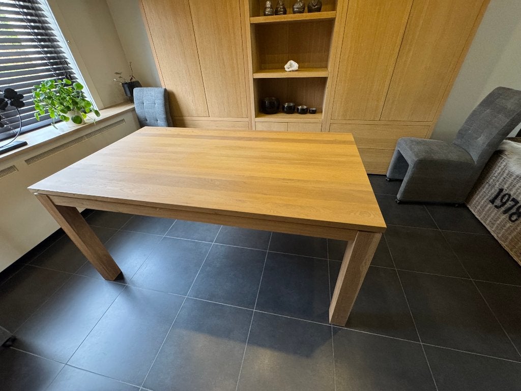 Eiken tafel met stoelen, Huis en Inrichting, Ophalen, Eikenhout, 50 tot 100 cm, Zo goed als nieuw