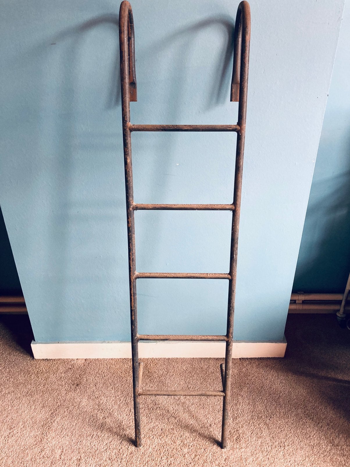 Vintage Industriële Metalen Ladder / Haakladder – Decoratief, Ophalen, Gebruikt, Ladder, Minder dan 2 meter