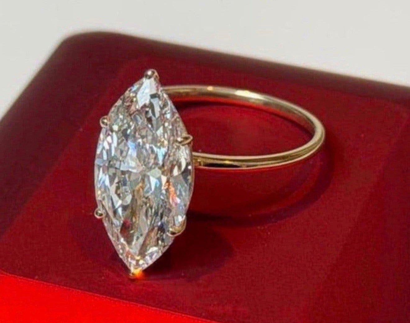 Gouden ring met VS1 marquise diamant van maar liefst 5.00ct!, Geel, Nieuw, Ophalen of Verzenden, 17 tot 18