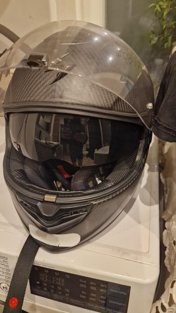 Casque moto en carbonne xxl double visiere solaire, Autres marques, Casque intégral, XXL, Neuf, sans ticket