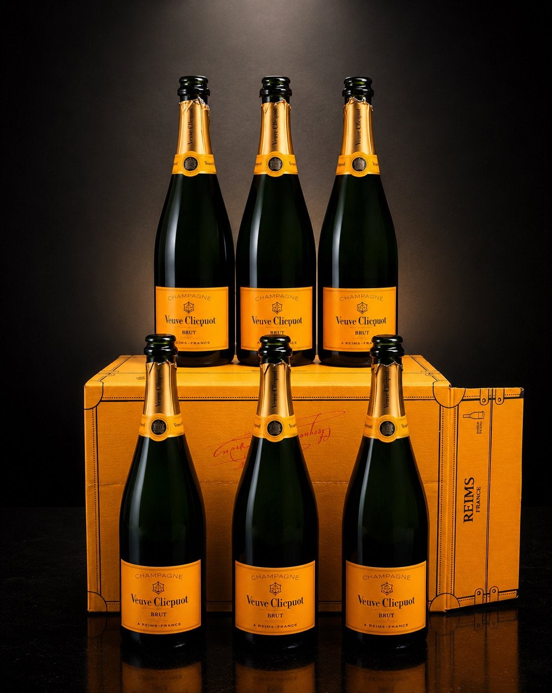 6 Veuve Clicquot lege champagne flessen met originele doos, Verzamelen, Ophalen of Verzenden, Zo goed als nieuw