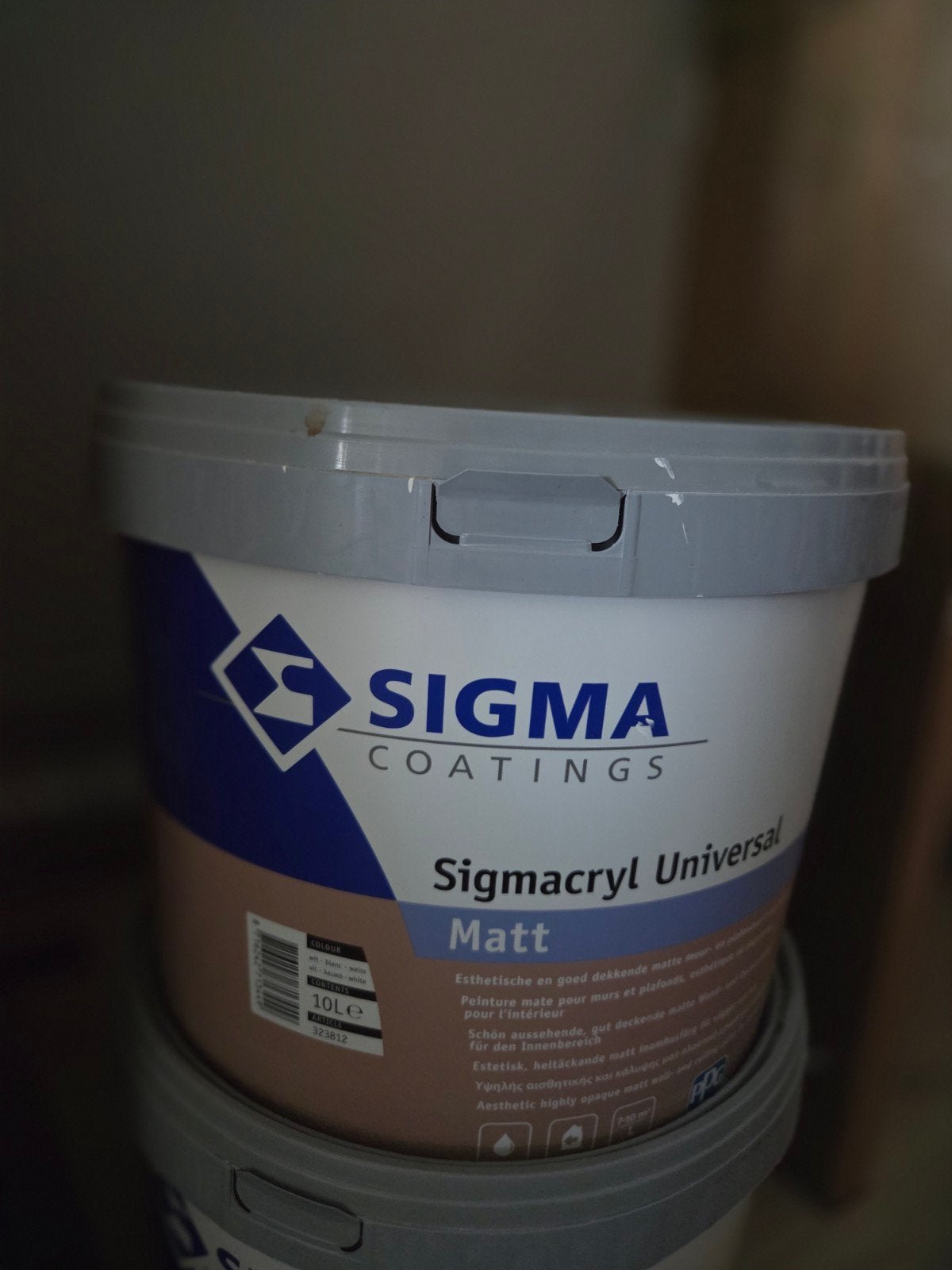 10L Sigma Sigmacryl Universal Matt – Wit (Nieuw/Ongeopend), Neuf, Enlèvement, Peinture, 5 à 10 litres