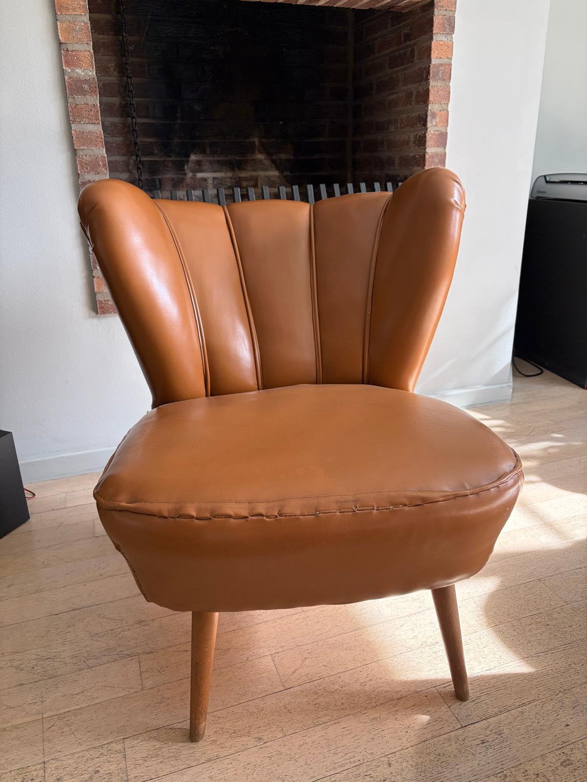 Retro cognac stoeltje, Huis en Inrichting, Ophalen, Gebruikt, Retro