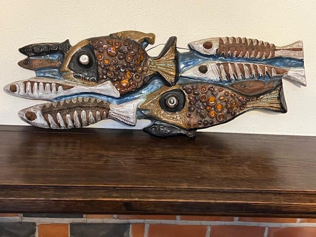 Wanddecoratie keramiek Oswald Tieberghien, vissen, Antiek en Kunst, Ophalen