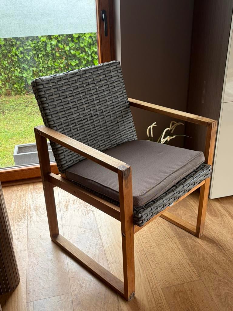 chaise en rotin avec coussin, Jardin & Terrasse, Chaises de jardin, Enlèvement, Comme neuf, Rotin
