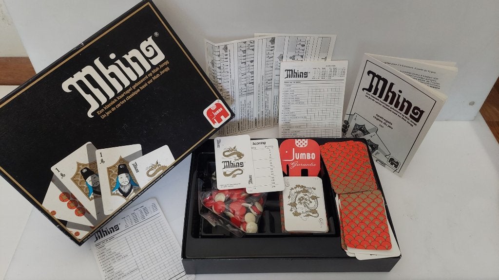 RETRO! Mhing Kaartspel (Mahjongg) Jumbo 1986 - NIEUWSTAAT, Hobby en Vrije tijd, Gezelschapsspellen | Kaartspellen, Vijf spelers of meer