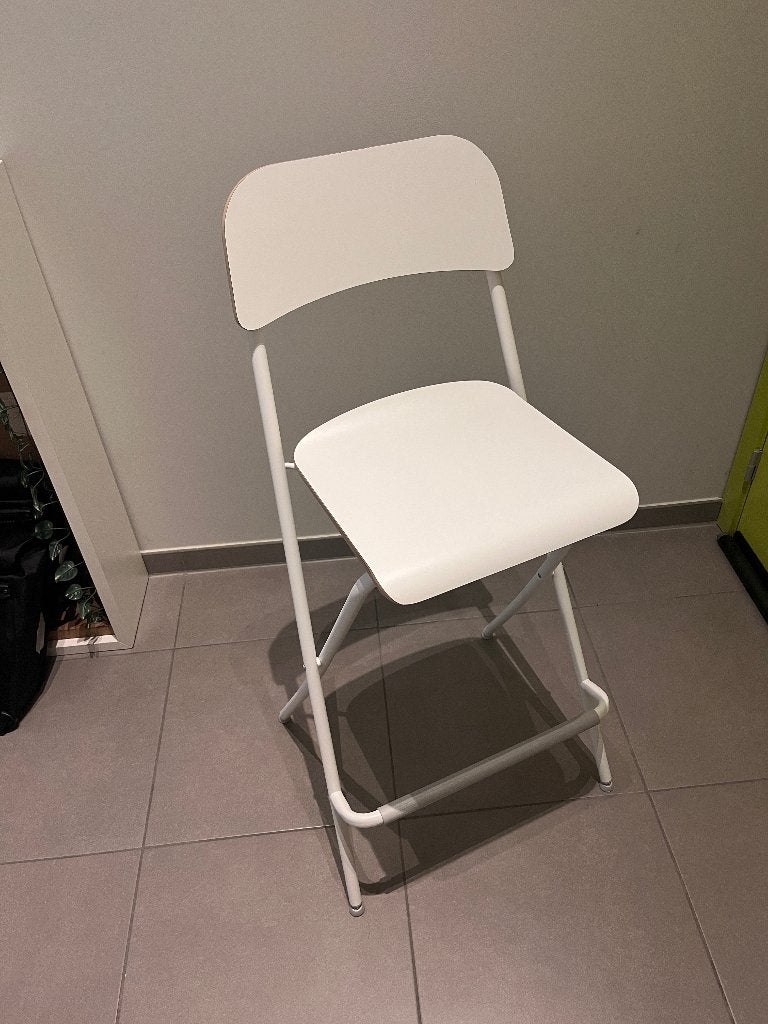 IKEA FRANKLIN - Tabouret de bar (blanc - 73 cm), 1 tabouret, Avec repose-pieds, Comme neuf, Enlèvement