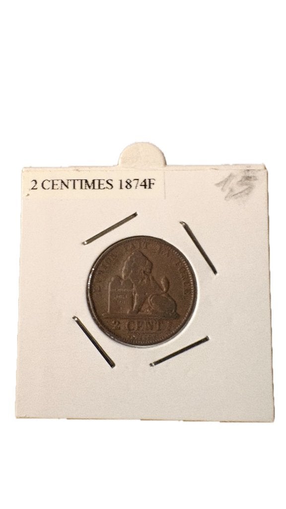 LEOPOLD II: 2 cent 1874F, Ophalen of Verzenden