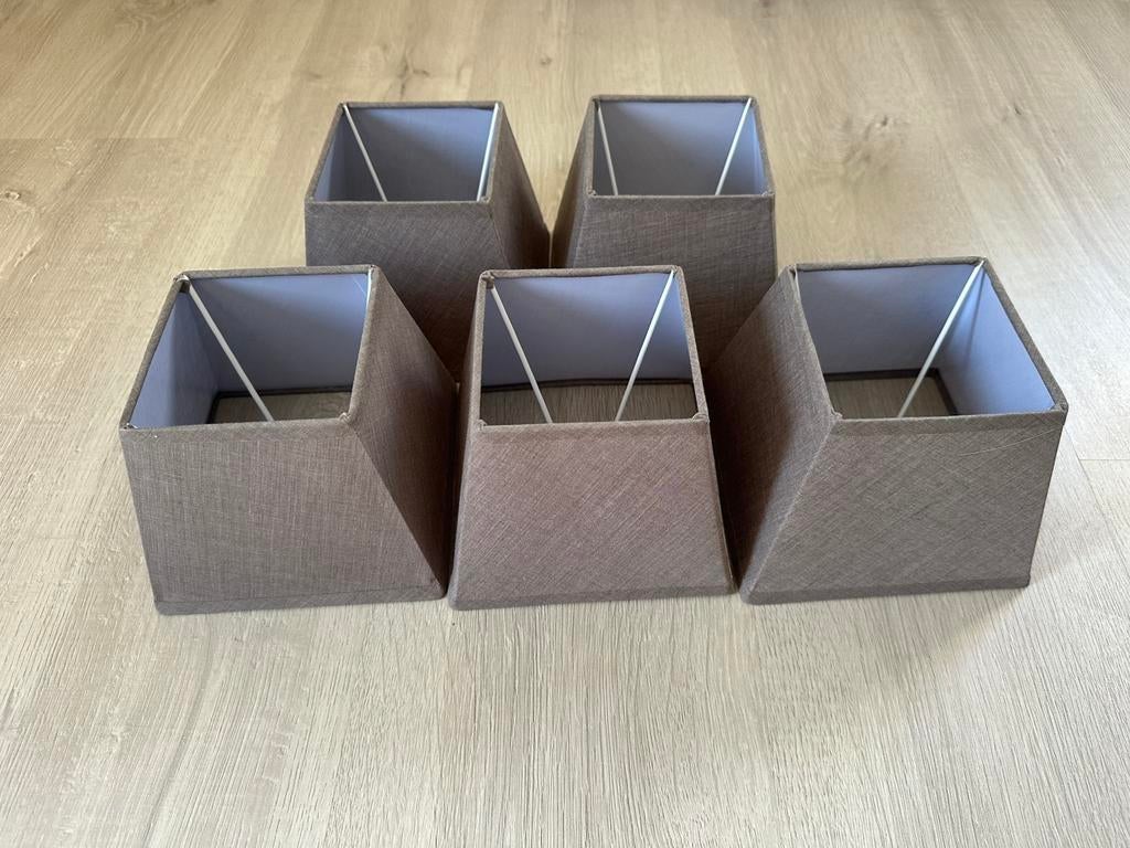 Mooie nieuwe grijze lampenkappen x 5, Ophalen, Nieuw, Grijs