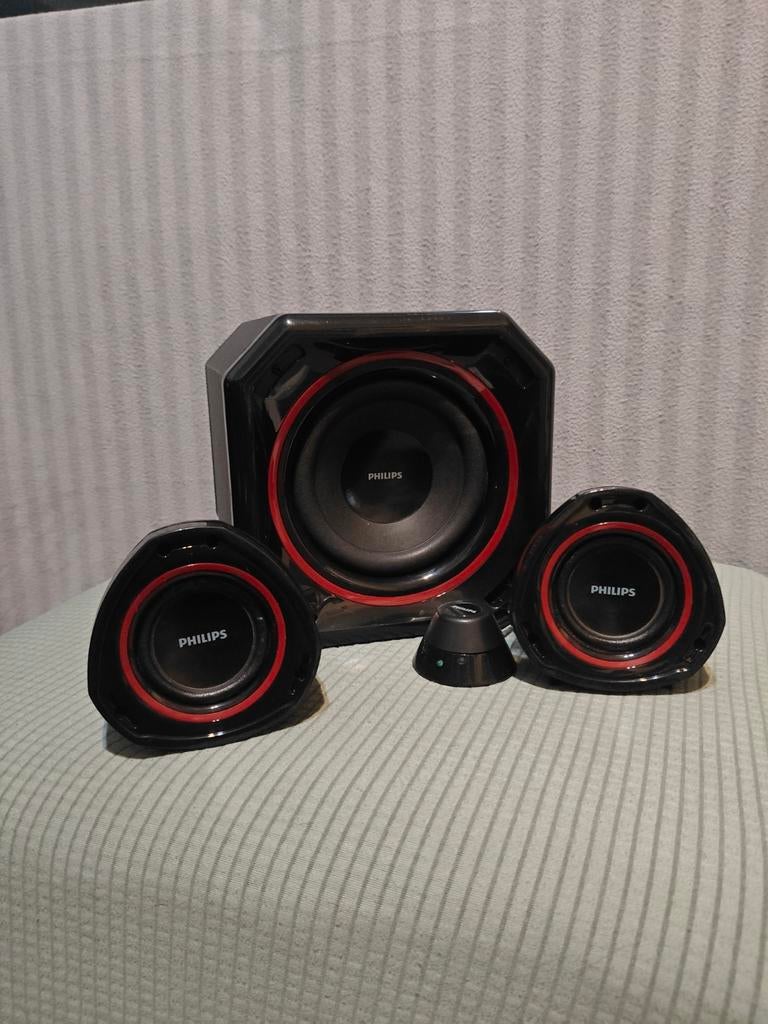 Philips PC speakers met subwoofer, Computers en Software, Pc speakers, Ophalen of Verzenden, Gebruikt, Audiokanaal 2.1, Philips