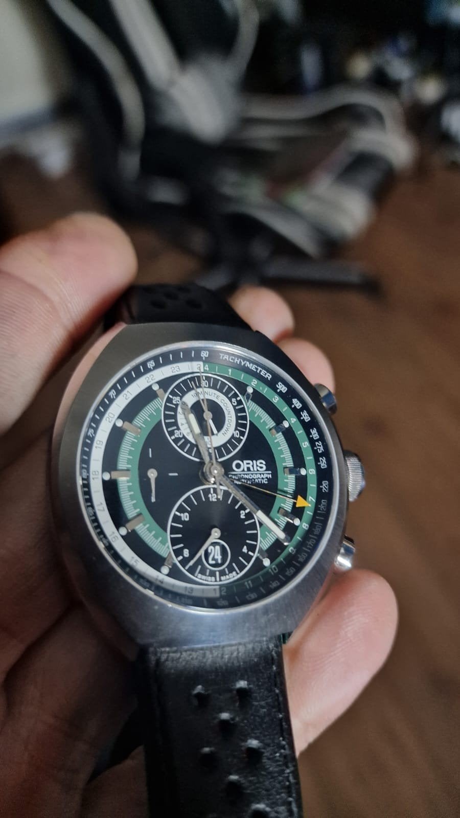 Oris gt1970 grandprix limit edition, Handtassen en Accessoires, Horloges | Heren, Overige merken, Leer, Polshorloge, Ophalen of Verzenden