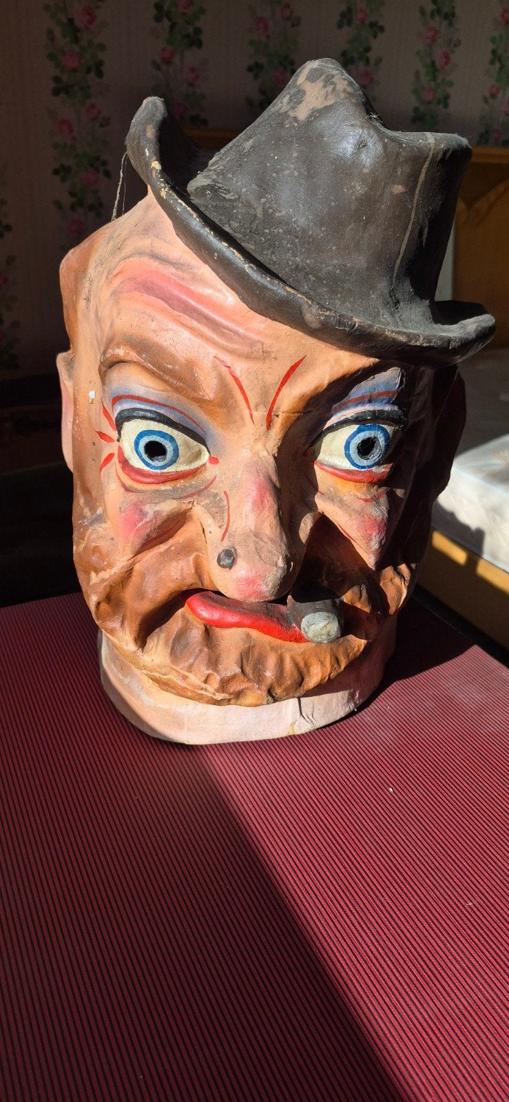 Vintage carnavalshoofd van papier-maché, Ophalen of Verzenden, Gebruikt, Kostuum