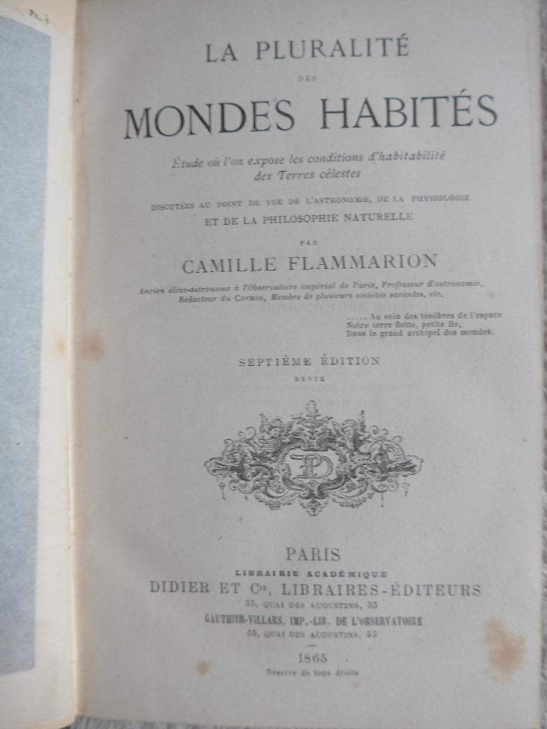 La pluralité des Mondes Habités - 1865, Ophalen of Verzenden, Zo goed als nieuw, Natuurwetenschap