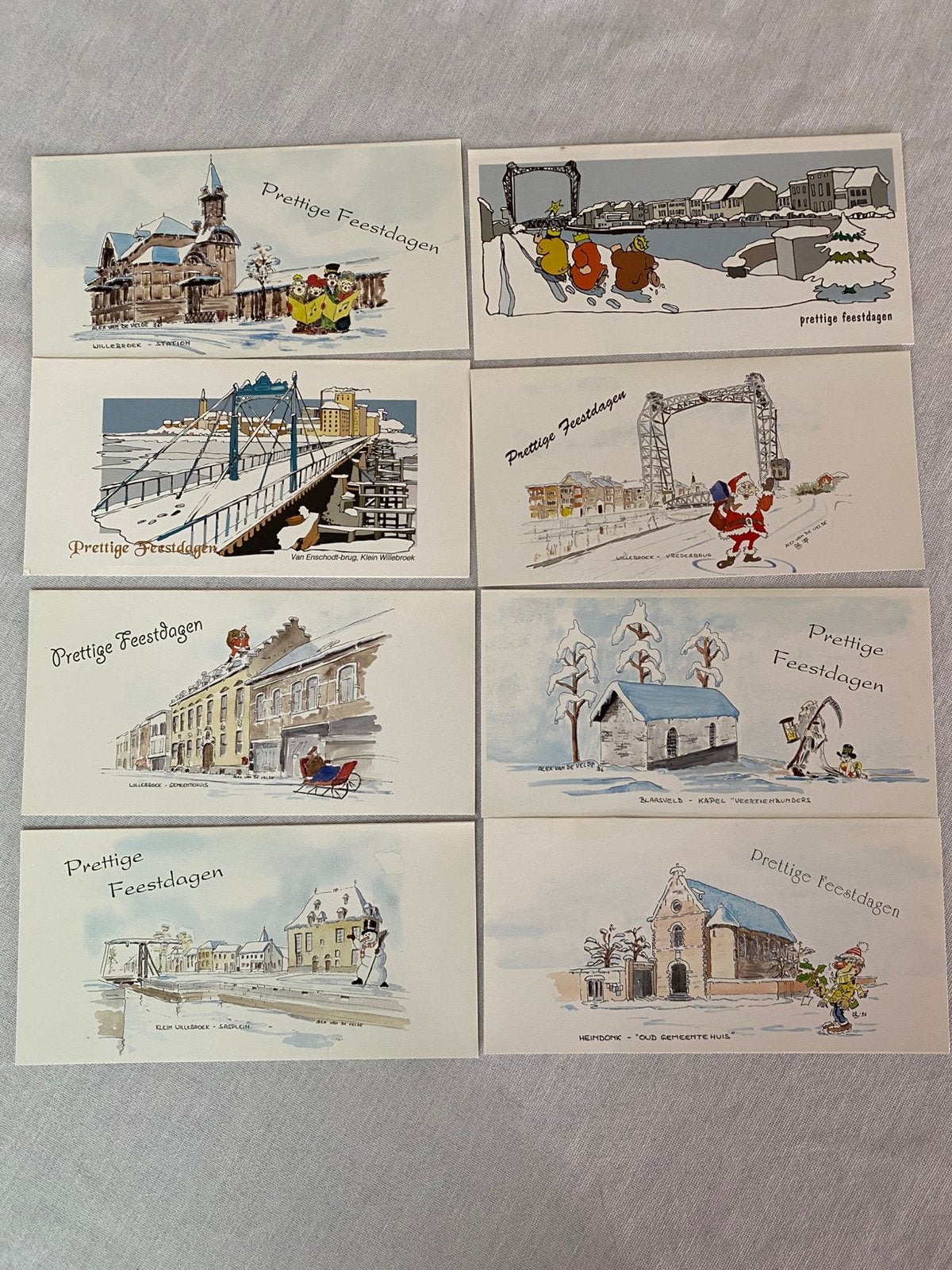 8 vintage kerstkaarten Willebroek, Diversen, Ophalen of Verzenden, Nieuw