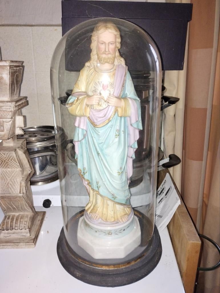 Twee glazen stolpen 55 cm, Antiek en Kunst, Antiek | Religieuze voorwerpen, Ophalen of Verzenden