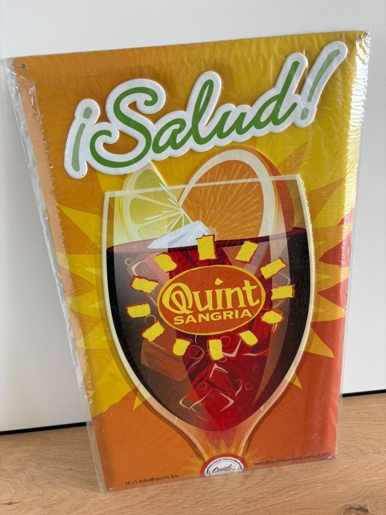 QUINT SANGRIA WANDBORD/MUURPLAAT (NIEUW), Verzamelen, Ophalen of Verzenden, Nieuw, Reclamebord