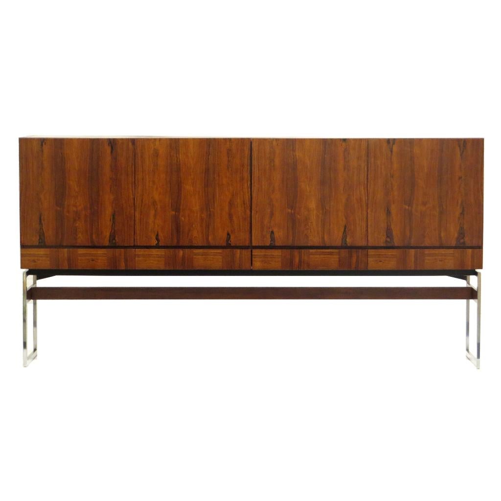 Buffet vintage palissandre à quatre tiroirs des années 1960, Métal, 200 cm ou plus, Vintage, mid century, design, Comme neuf