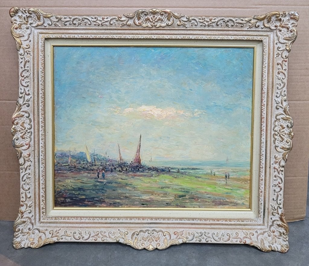 Claude GARDY, aan zee, Antiek en Kunst, Impressionistisch, Ophalen of Verzenden, Gesigneerd, Olieverf