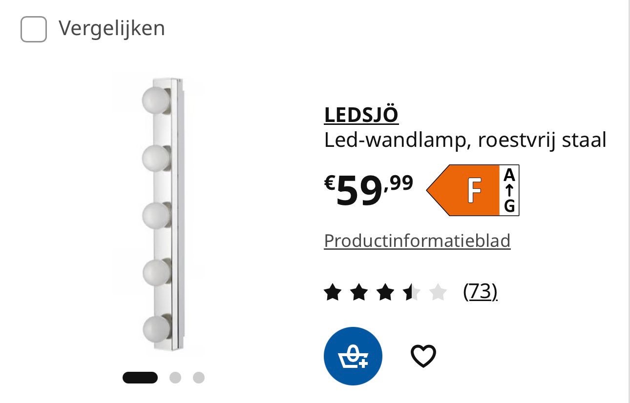 2 led-wandlampen ledsjö, Ophalen of Verzenden, LED, IKEA