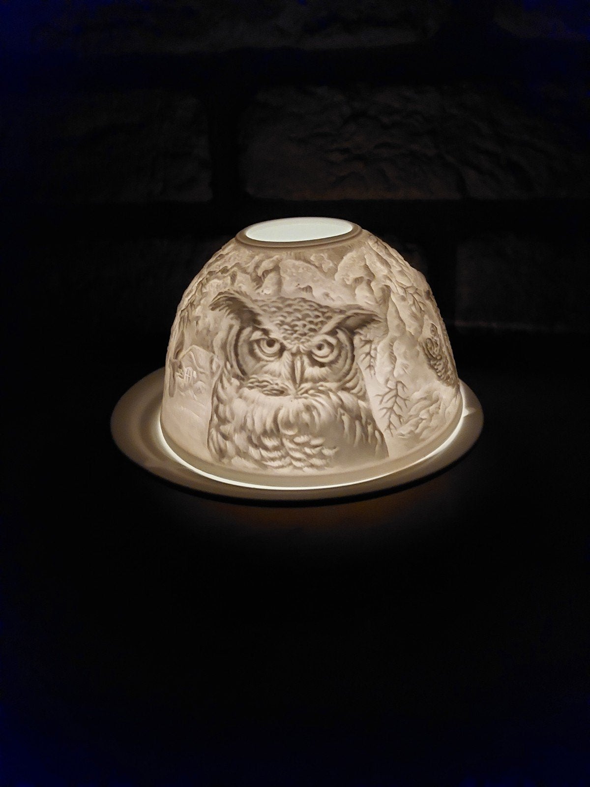 Lithophanie porseleinen kaarshouder „Owls” - Nordic Light, Ophalen of Verzenden