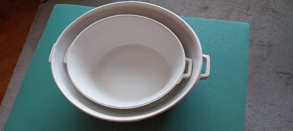 2 antieke wastafels Boch La Louvière Voetbaden (1920), Antiek en Kunst, Antiek | Keramiek en Aardewerk, Ophalen