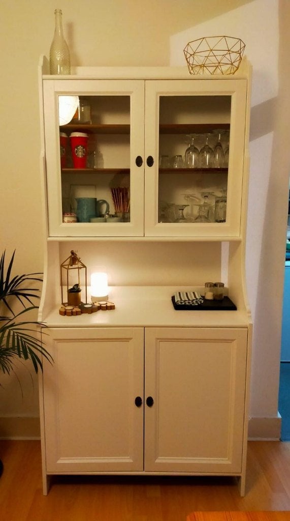 Vaisselier vintage Ikea Leksvik bois de pin blanc, Maison & Meubles, 25 à 50 cm, Vintage, Utilisé, 50 à 100 cm