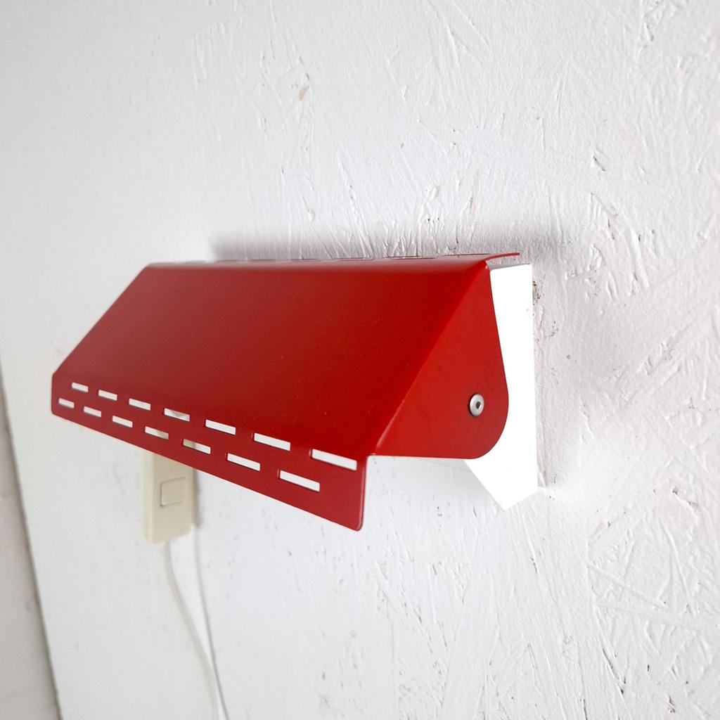 Vintage wandlamp G&G metaal rood/wit jaren 80, Enlèvement ou Envoi