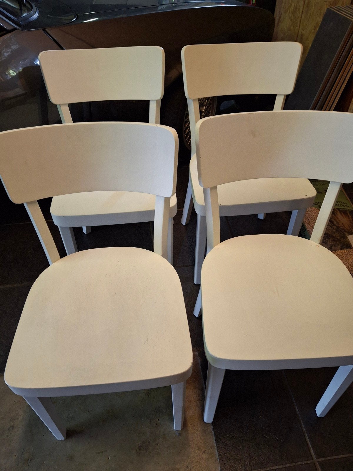 4 witte stoelen, Ophalen, Gebruikt, Wit, Hout