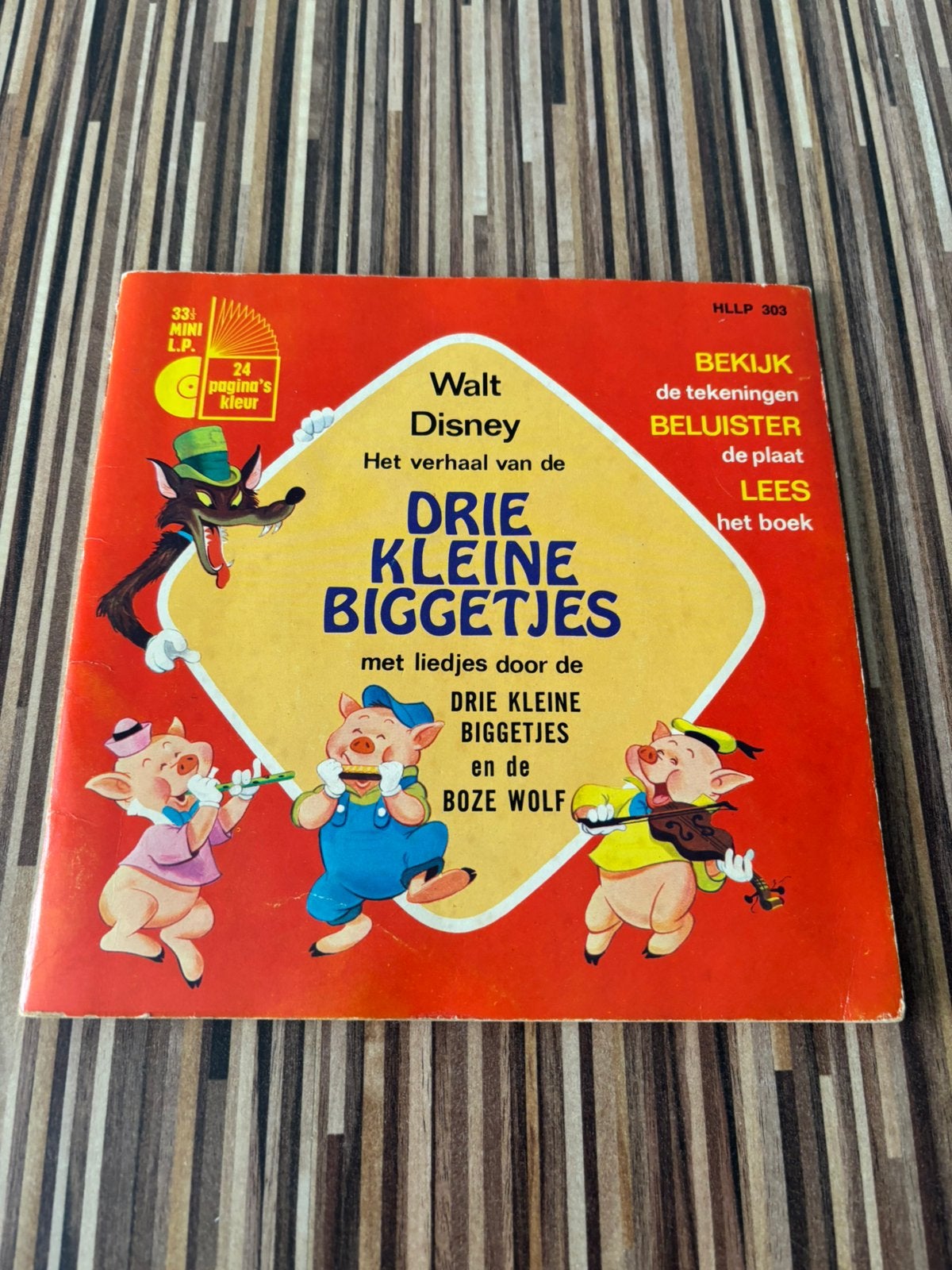 De 3 biggetjes boekje+vinyl, Ophalen of Verzenden, Zo goed als nieuw