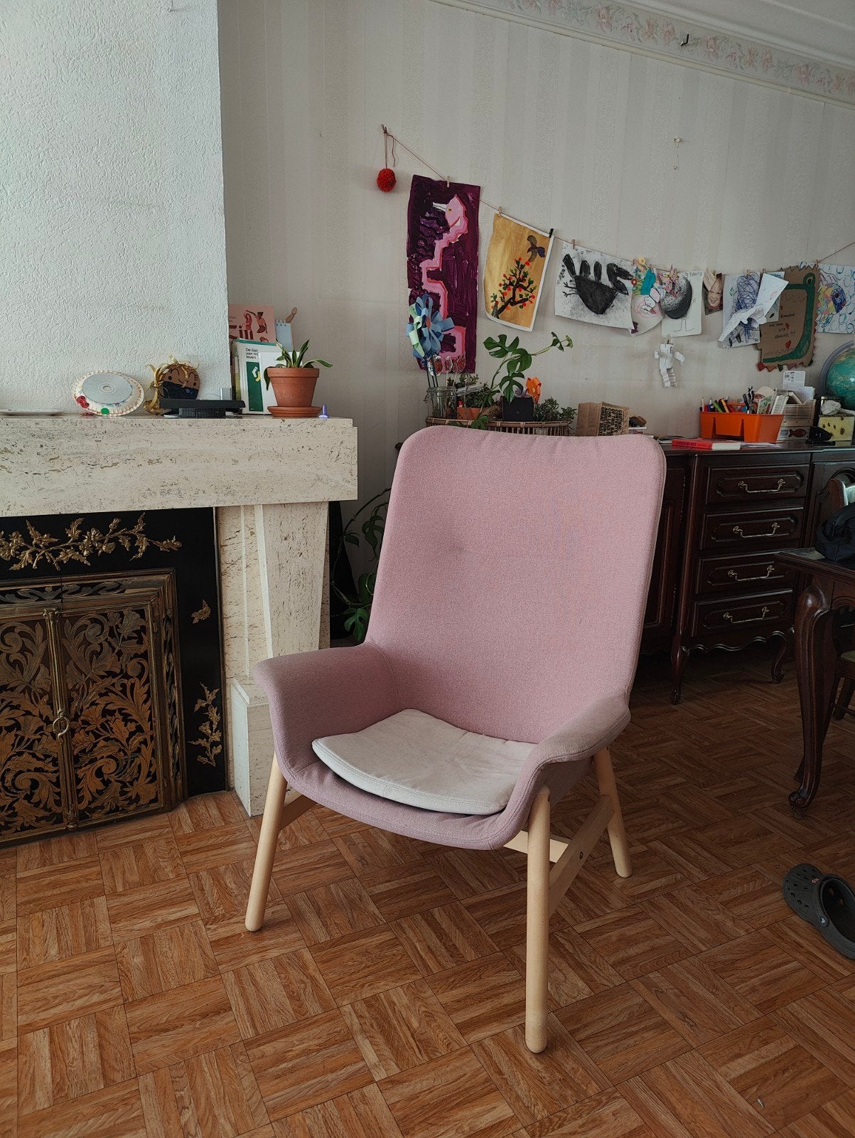 Ikea fauteuil Vedbo met hoge rugleuning roze zetel éénzit, Ophalen
